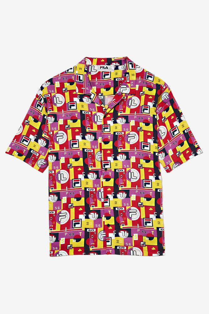 Fila Hollis Hawaiian Festival Pink T-Shirt Mens - NZ 21367-RLYF